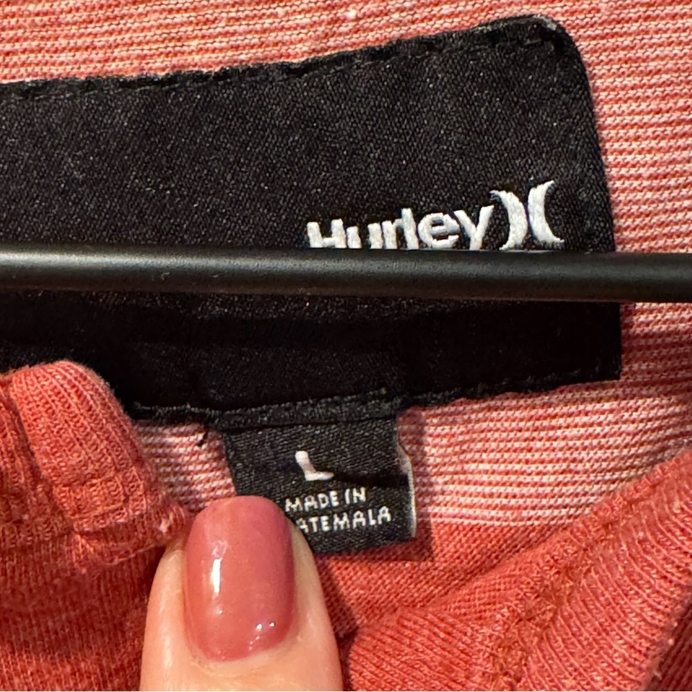 Hurley Red Long Sleeve Tee with Stripes - Picture 3 of 3